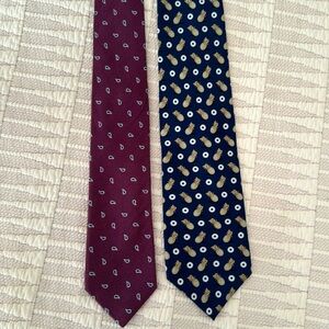 Yves Saint Laurent + Suit Supply neck tie YVES navy pineapple burgundy paisley